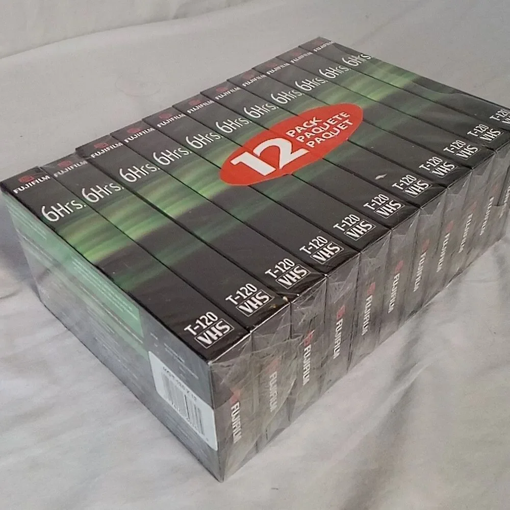FUJI T-120 VHS Tapes Sealed 6 Hour New Blank VCR High Quality EP Mode Lot of 12